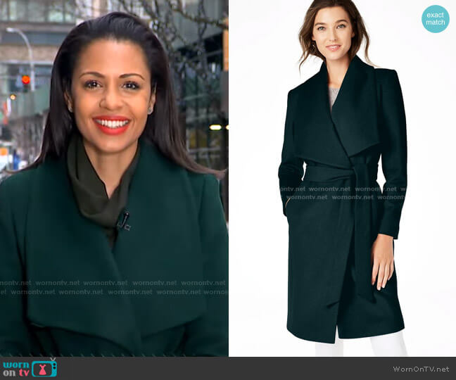 Cole Haan Slick Wool Blend Wrap Coat worn by Adrienne Bankert on Good Morning America