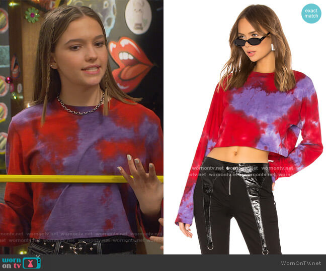 WornOnTV: Presley's red and purple tie dye cropped top on Side