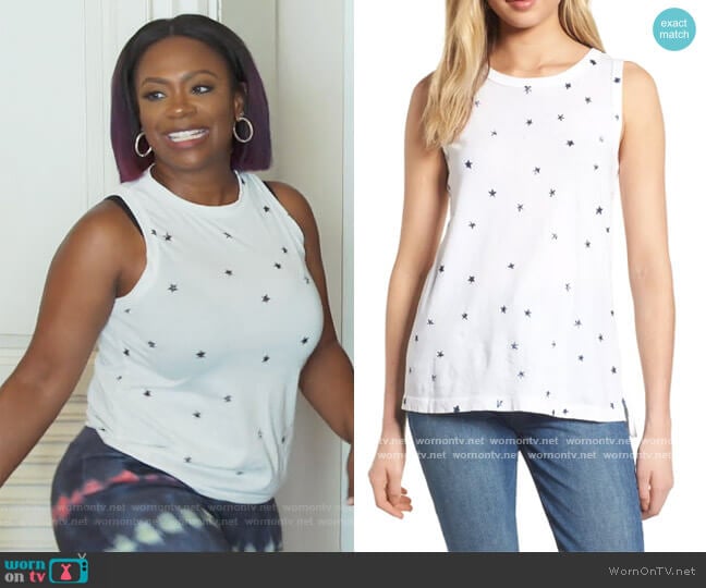 Current Elliott The Muscle Tee Print Tank worn by Kandi Burruss on The Real Housewives of Atlanta