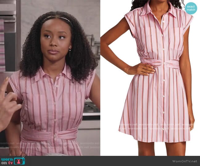 Derek Lam 10 Crosby Cora Stripe Shirt Dress worn by Olivia Lockhart (Katlyn Nichol) on Black-ish