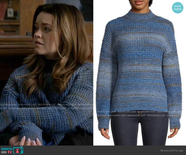 Design Lab Waffle Knit Ombre Sweater in Blue Space worn by Grace Sullivan (Jade Pettyjohn) on Big Sky