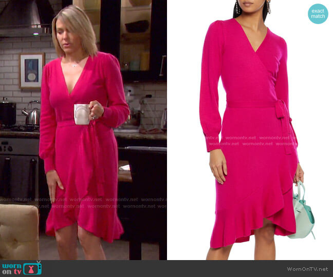 Diane von Furstenberg Kennedy Ruffled Wool and Cashmere-Blend Wrap Dress worn by Nicole Walker (Arianne Zucker) on Days of our Lives