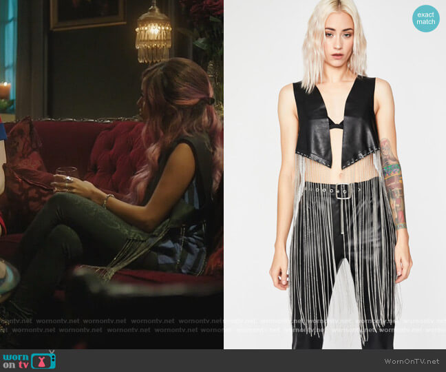 Dolls Kill Road House Fringe Vest worn by Toni Topaz (Vanessa Morgan) on Riverdale