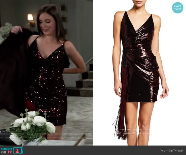 Dress the Population Alida Sequin Fringe Minidress worn by Willow Tait (Katelyn MacMullen) on General Hospital