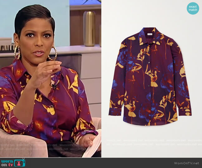Dries Van Noten Clavelly floral-print cotton-voile shirt worn by Tamron Hall on Tamron Hall Show