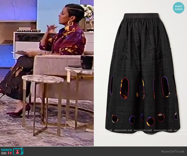 Dries Van Noten Cutout silk and cotton-blend midi skirt worn by Tamron Hall on Tamron Hall Show