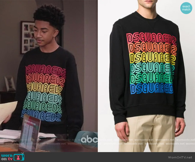 Dsquared2 Rainbow Logo Sweatshirt worn by Jack Johnson (Miles Brown) on Black-ish