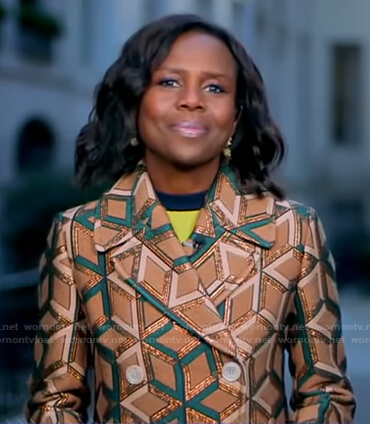 Deborah’s metallic geometric coat on Good Morning America