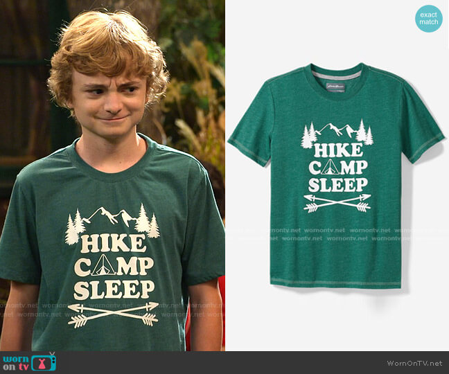 Eddie Bauer Spring Graphic T-Shirt worn by Finn Sawyer (Will Buie Jr) on Bunkd