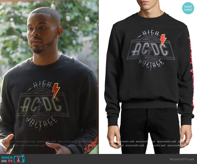 Eleven Paris AC/DC High Voltage Sweatshirt worn by Aaron Jackson (Trevor Jackson) on Grown-ish