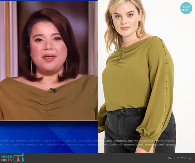 Eloquii Button Sleeve Boatneck worn by Ana Navarro on The View