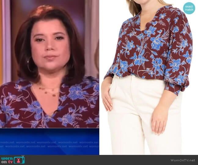Eloquii Floral Print Popover Blouse worn by Ana Navarro on The View