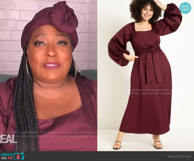 Eloquii Square Neck Maxi With Full Sleeve worn by Loni Love on The Real