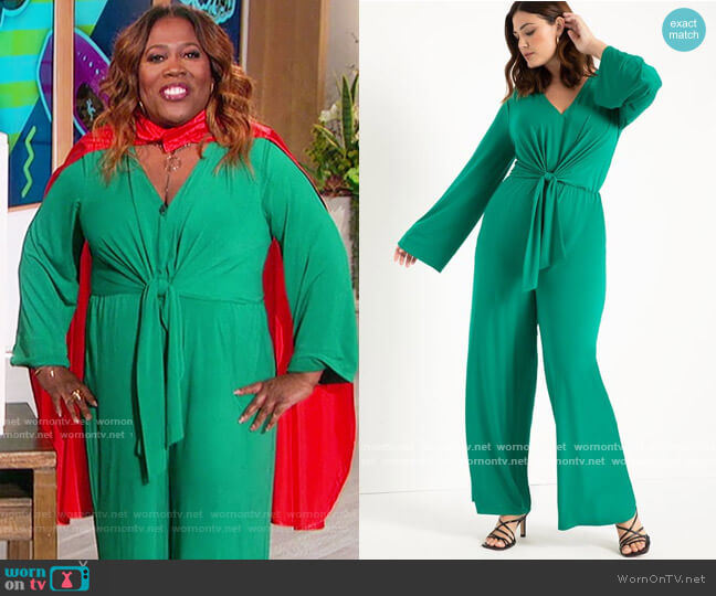 Eloquii Tie Front Knit Jumpsuit worn by Sheryl Underwood on The Talk