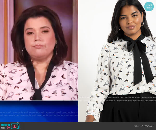 Eloquii Tie Neck Blouse worn by Ana Navarro on The View
