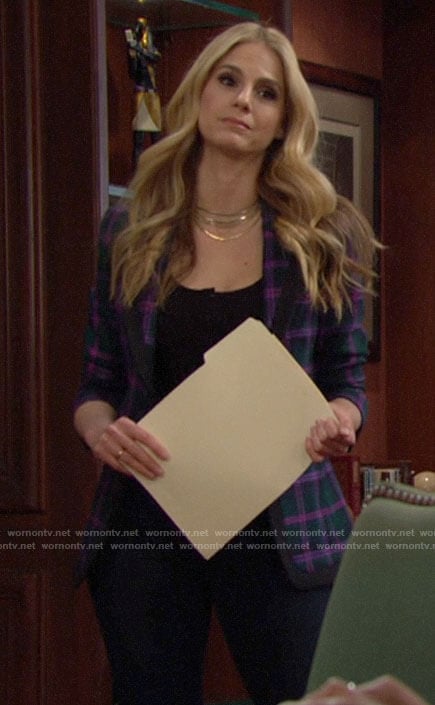 Eva’s green and pink plaid blazer on The Bold and the Beautiful