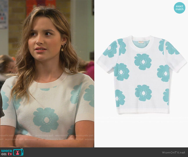 Forever 21 Girls Floral Sweater-Knit Top worn by Lex (Jules LeBlanc) on Side Hustle