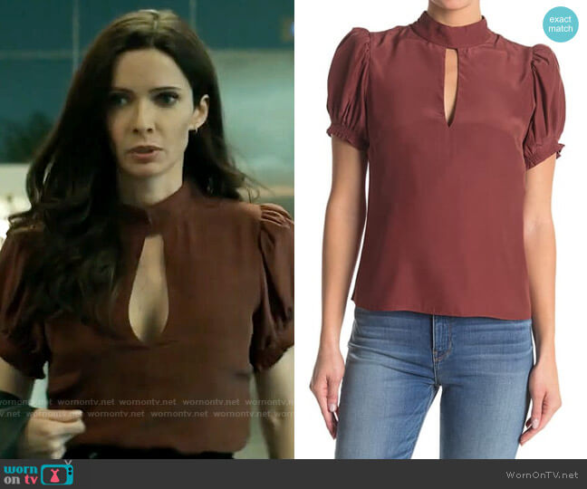 Frame Keyhole Neck Silk Party Top in Sable worn by Lois Lane (Elizabeth Tulloch) on Superman and Lois