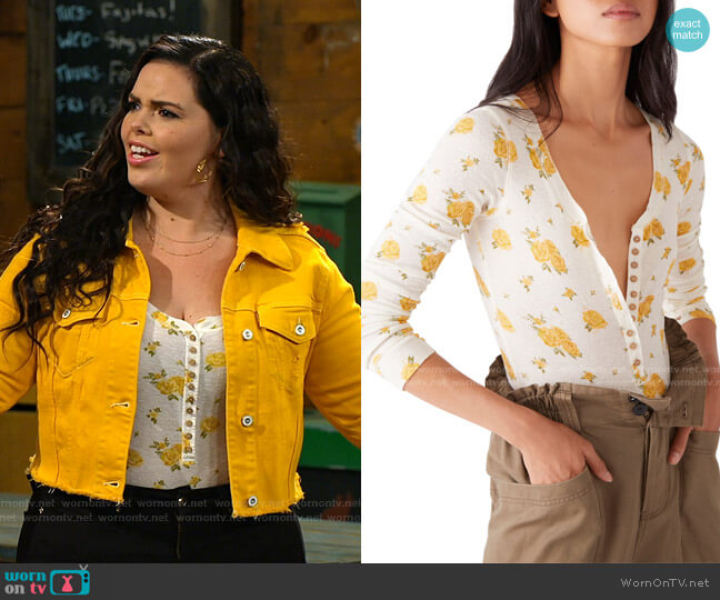 Free People Dylan Thermal Printed Bodysuit worn by Lou Hockhauser (Miranda May) on Bunkd