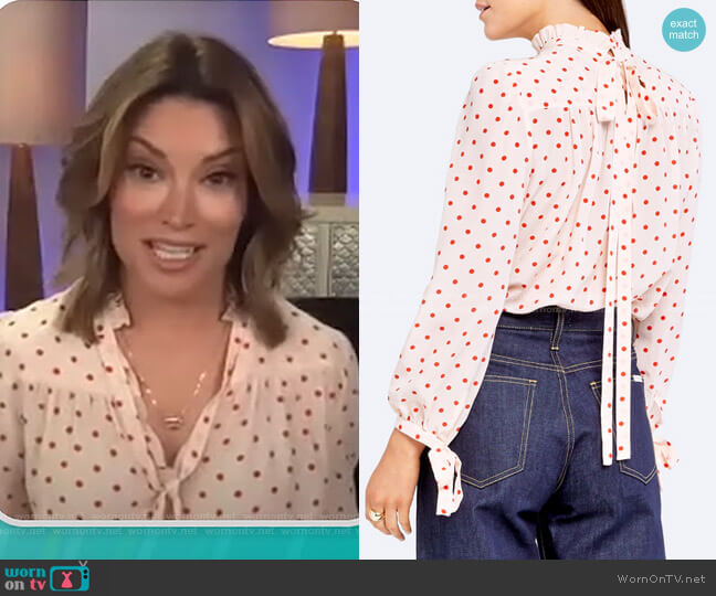 G. Label Ashley Silk Tie Blouse worn by Kit Hoover on Access Hollywood