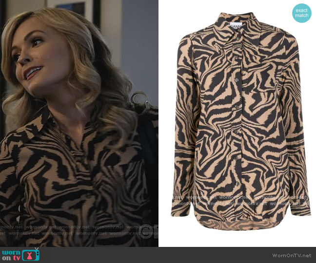 Ganni Tiger Swirl Print Buttoned Shirt worn by Amy Quinn (Lindsey Gort) on All Rise
