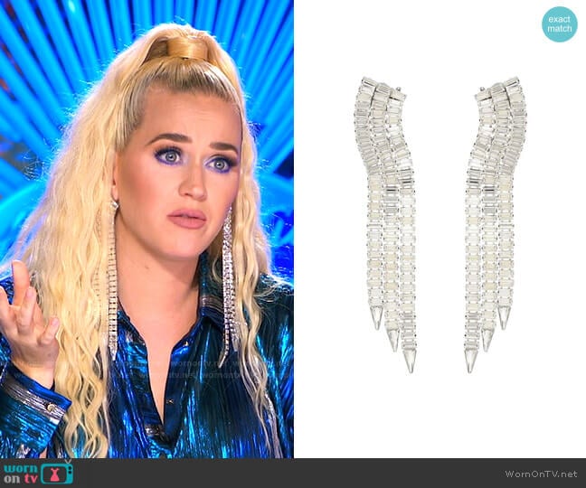 Gucci Crystal-Embellished Earrings worn by Katy Perry on American Idol