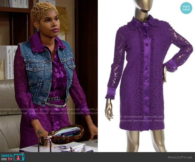 Gucci Lace Cluny Dress worn by Paris Buckingham (Diamond White) on The Bold and the Beautiful