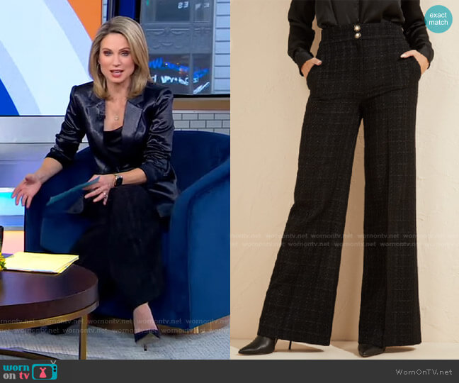 Guess All I Tweed Pant worn by Amy Robach on Good Morning America