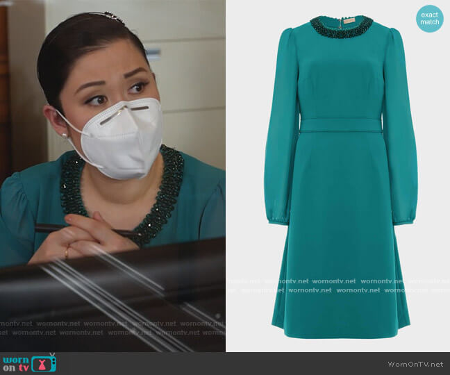 Hobbs London Jada Beaded Dress worn by Sherri Kansky (Ruthie Ann Miles) on All Rise