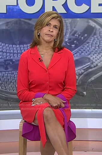 Hoda’s red contrast shirtdress on Today