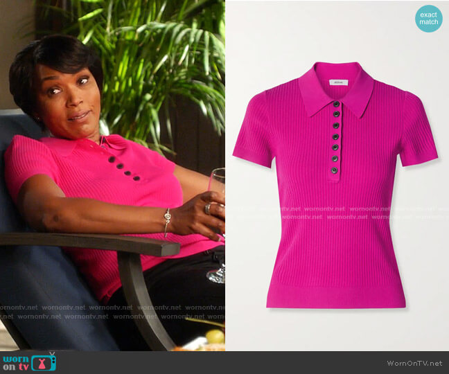 Jason Wu Ribbed-Knit Polo Shirt worn by Athena Grant (Angela Bassett) on 9-1-1