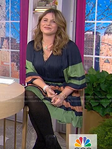 Jenna’s navy, orange and green striped dress on Today