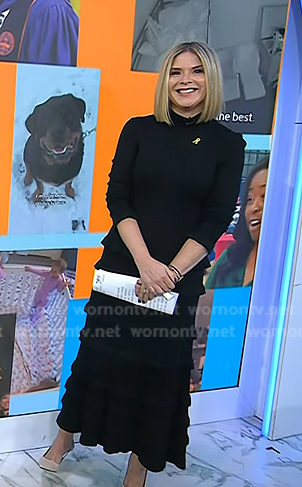 Jenna’s black ruffled midi dress on Today