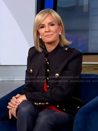 Jennifer’s black military jacket with gold buttons on Good Morning America