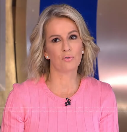 Dr. Jennifer Ashton’s pink ribbed sweater on Good Morning America
