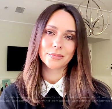 Jennifer Love Hewit’s black embellished collar sweater on The Drew Barrymore Show