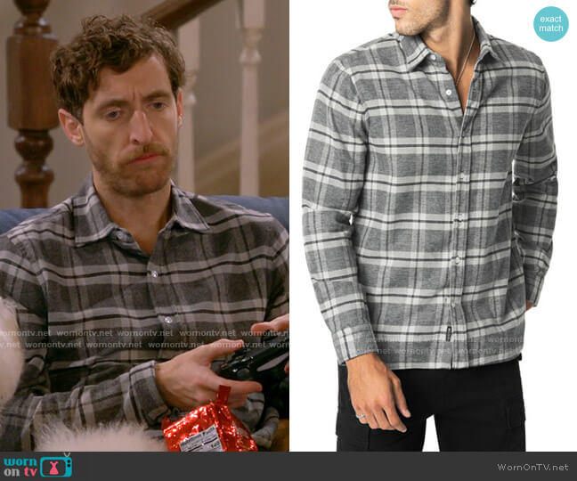 Joe's Jeans Plaid Flannel Sport Shirt worn by Drew Dunbar (Thomas Middleditch) on B Positive