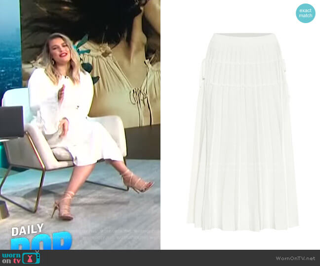 Jonathan Simkhai Raelynn Pleated Knit Midi Skirt worn by Carissa Loethen Culiner on E! News
