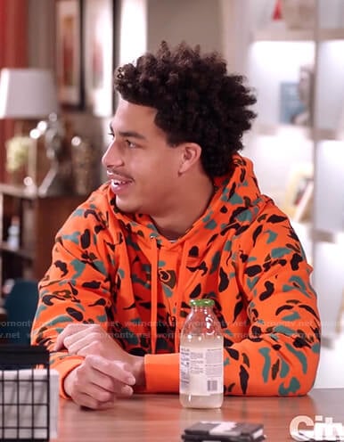 Junior’s orange camo hoodie on Black-ish