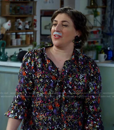 Kat’s metallic floral tie-neck dress on Call Me Kat