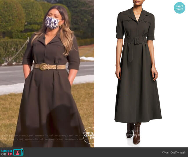 Gabriela Hearst Simone Belted Wool A-Line Midi Dress worn by Kelly Clarkson on The Kelly Clarkson Show