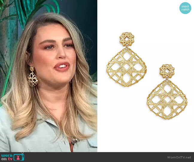 Kendra Scott Natalie Openwork Statement Drop Earrings worn by Carissa Loethen Culiner on E! News