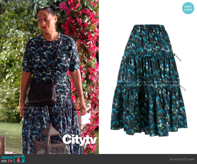 Kenzo Floral-Print Tiered Skirt worn by Rainbow Johnson (Tracee Ellis Ross) on Black-ish