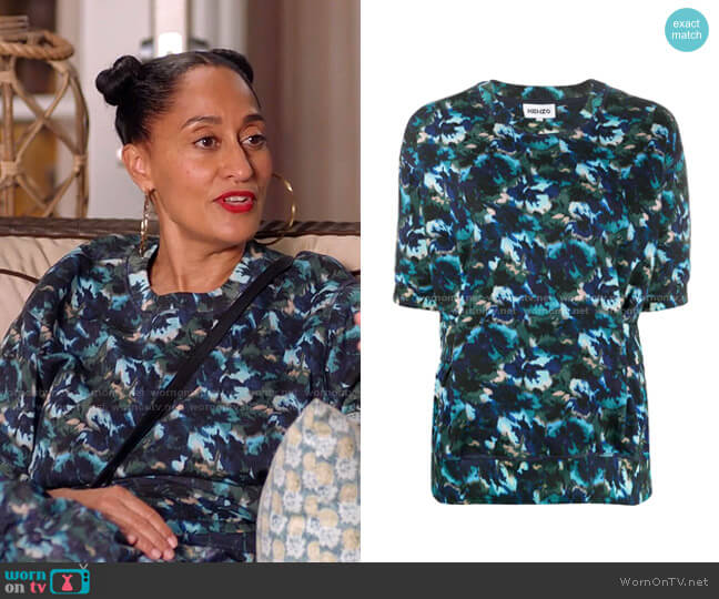Kenzo Patterned Cotton Sweatshirt T-Shirt worn by Rainbow Johnson (Tracee Ellis Ross) on Black-ish