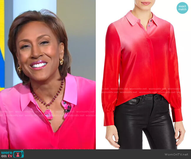 Kobi Halperin Lynn Ombre Button-Down Blouse worn by Robin Roberts on Good Morning America