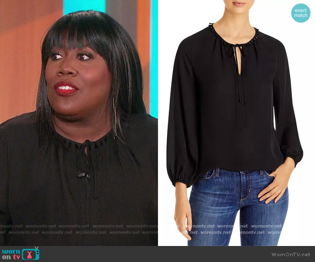 Kobi Halperin Noa Beaded Silk Blouse worn by Sheryl Underwood on The Talk