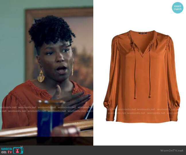 Kobi Halperin Alessandra Blouse worn by Nova Bordelon (Rutina Wesley) on Queen Sugar