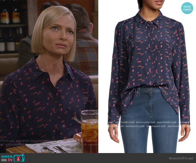 Lafayette 148 Scottie Silk Blouse worn by Jill Kendall (Jaime Pressly) on Mom