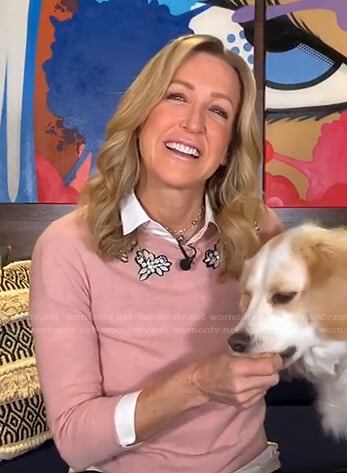 Lara’s pink gemstone sweater on Good Morning America