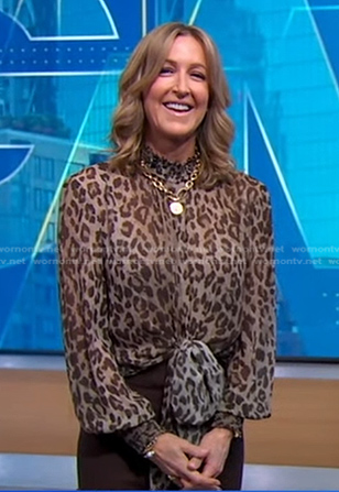 Lara’s leopard tie waist blouse on Good Morning America